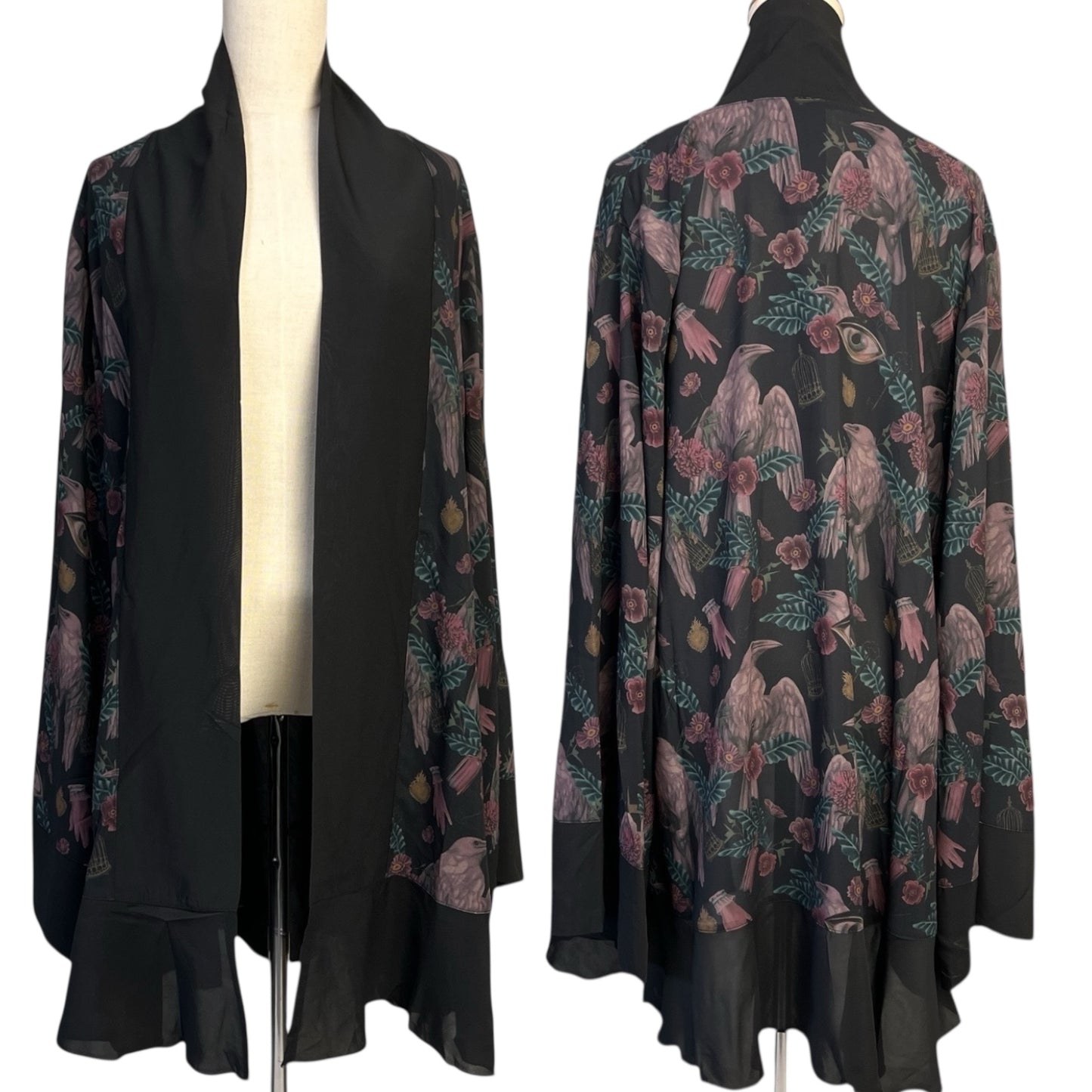 【KILL STAR】CORAX KIMONO*コラージュプリント着物風前開きカーディガン