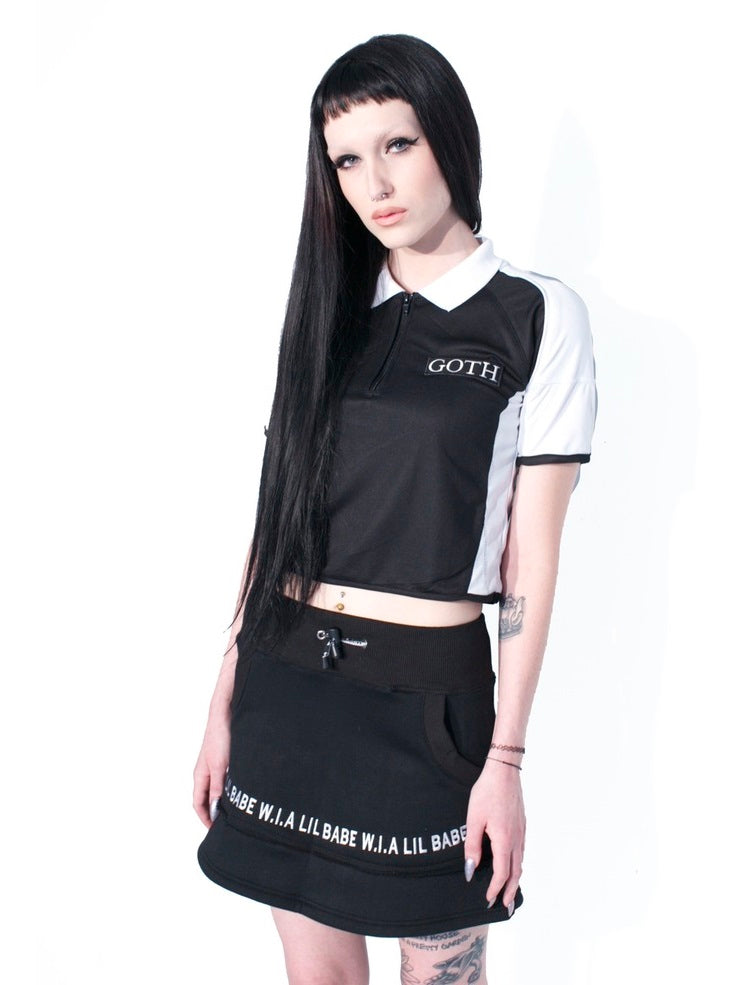 GOTH POLO * BIG back patch / cropped polo