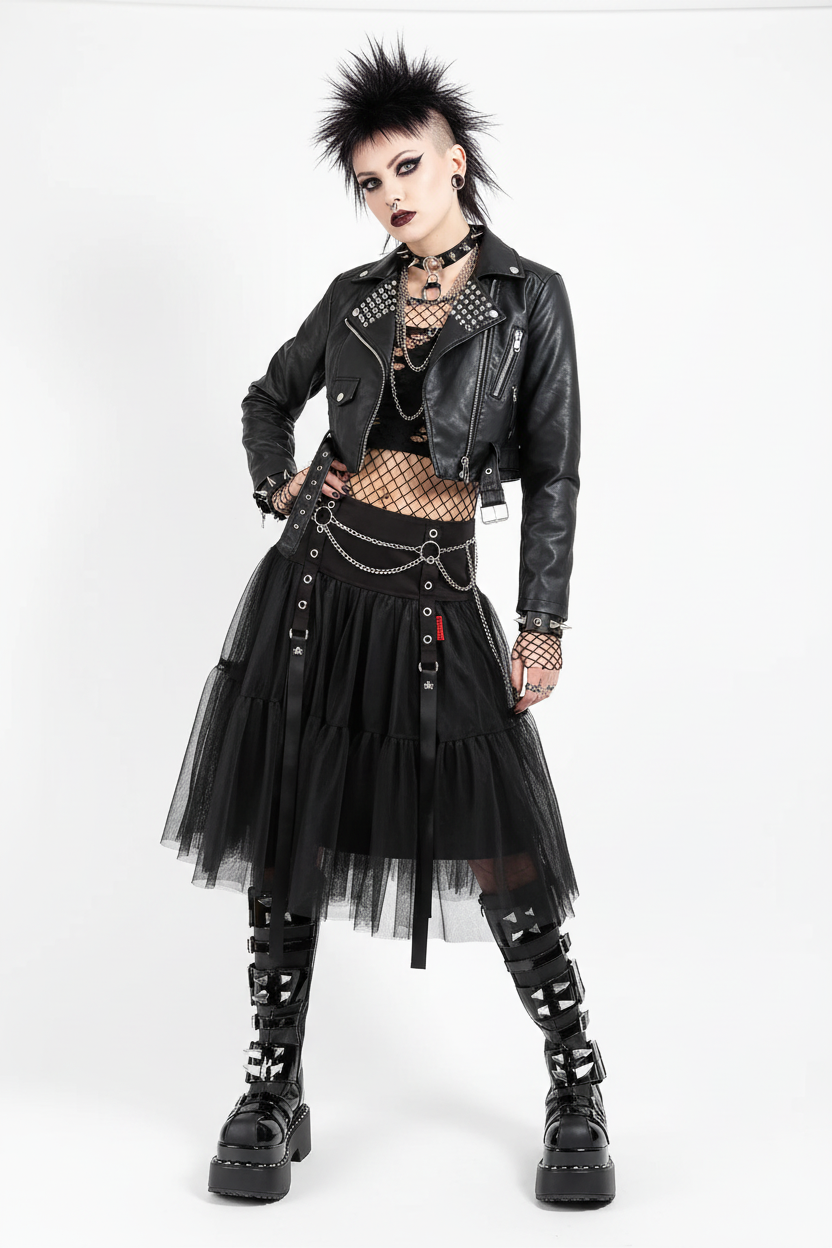 レディース Tripp NYC プリーツミニスカート スタッズ ゴシック