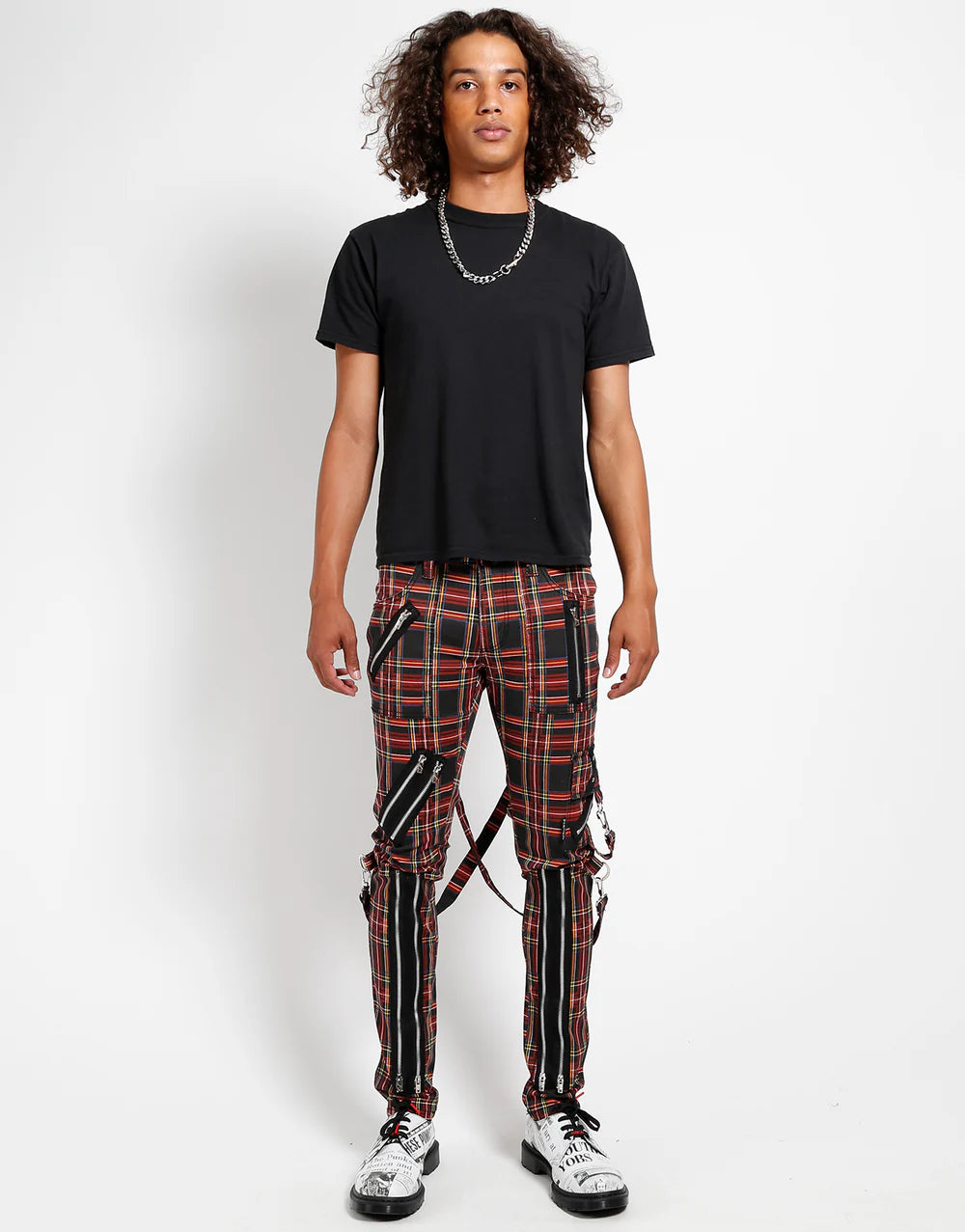 【TRIPP NYC】CLASSIC SLIM LEG BONDAGE PANT BLACK PLAID(IS674MP)【取寄】