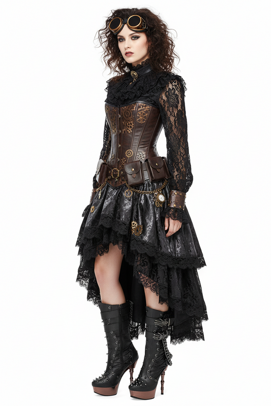 【DEMONIA】MUERTO-1001 厚底アンクルブーツ Black/Pewter Chrome【取寄】