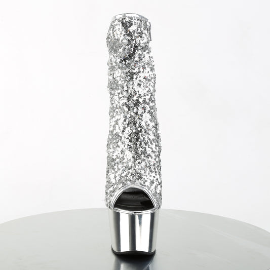 【PLEASER】ADORE-1008SQ プラットフォームシューズ Slv Sequins/Slv Chrome【取寄】