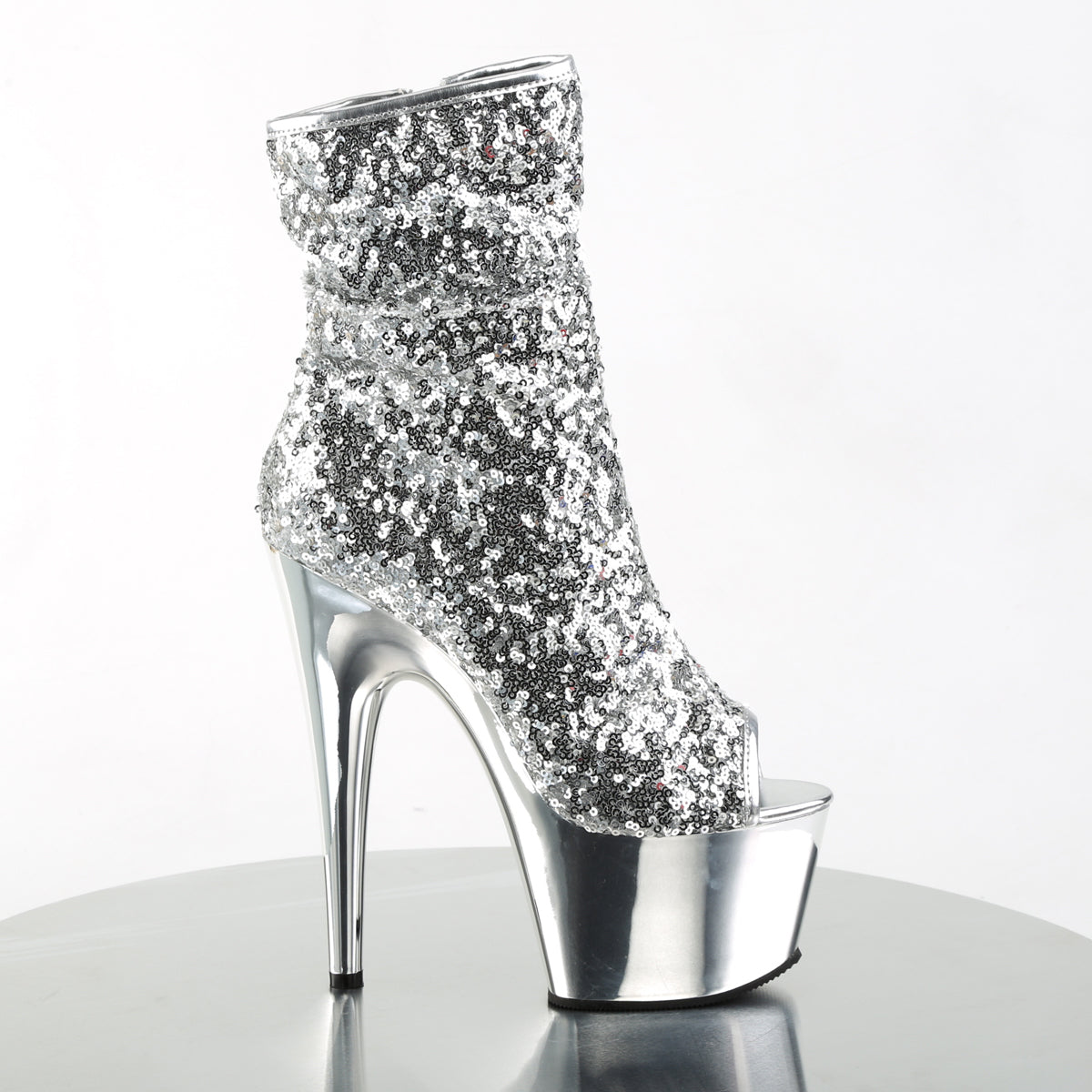 【PLEASER】ADORE-1008SQ プラットフォームシューズ Slv Sequins/Slv Chrome【取寄】