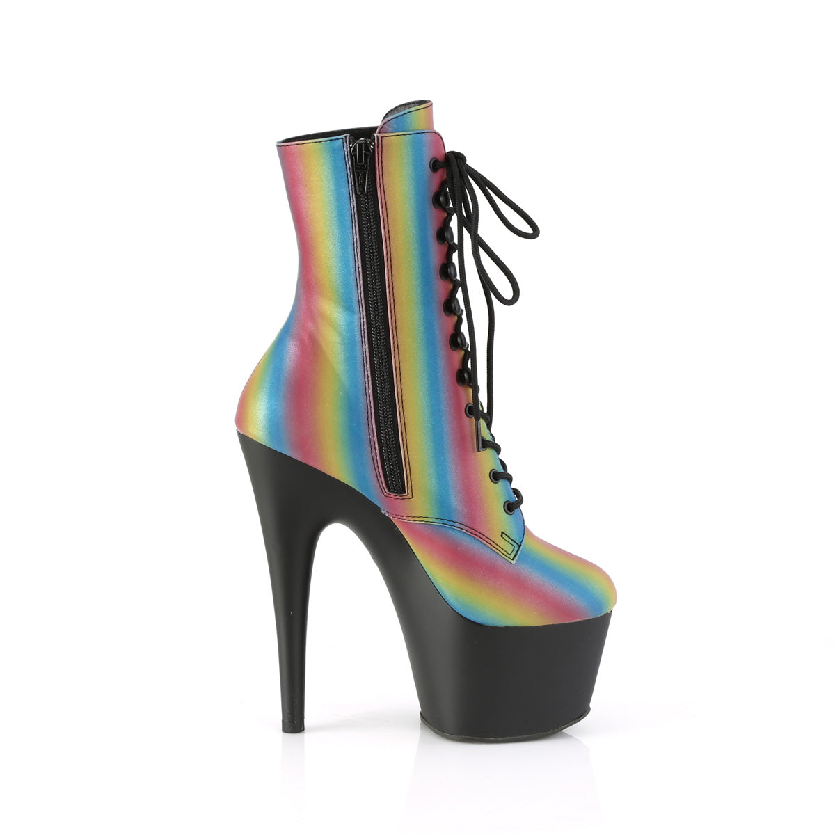 【PLEASER】ADORE-1020REFL-02 プラットフォームシューズ Rainbow Reflective/Blk Matte【取寄】