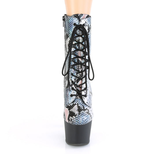 【PLEASER】ADORE-1020SP プラットフォームシューズ Slv Holo Snake Print/Blk Matte【取寄】