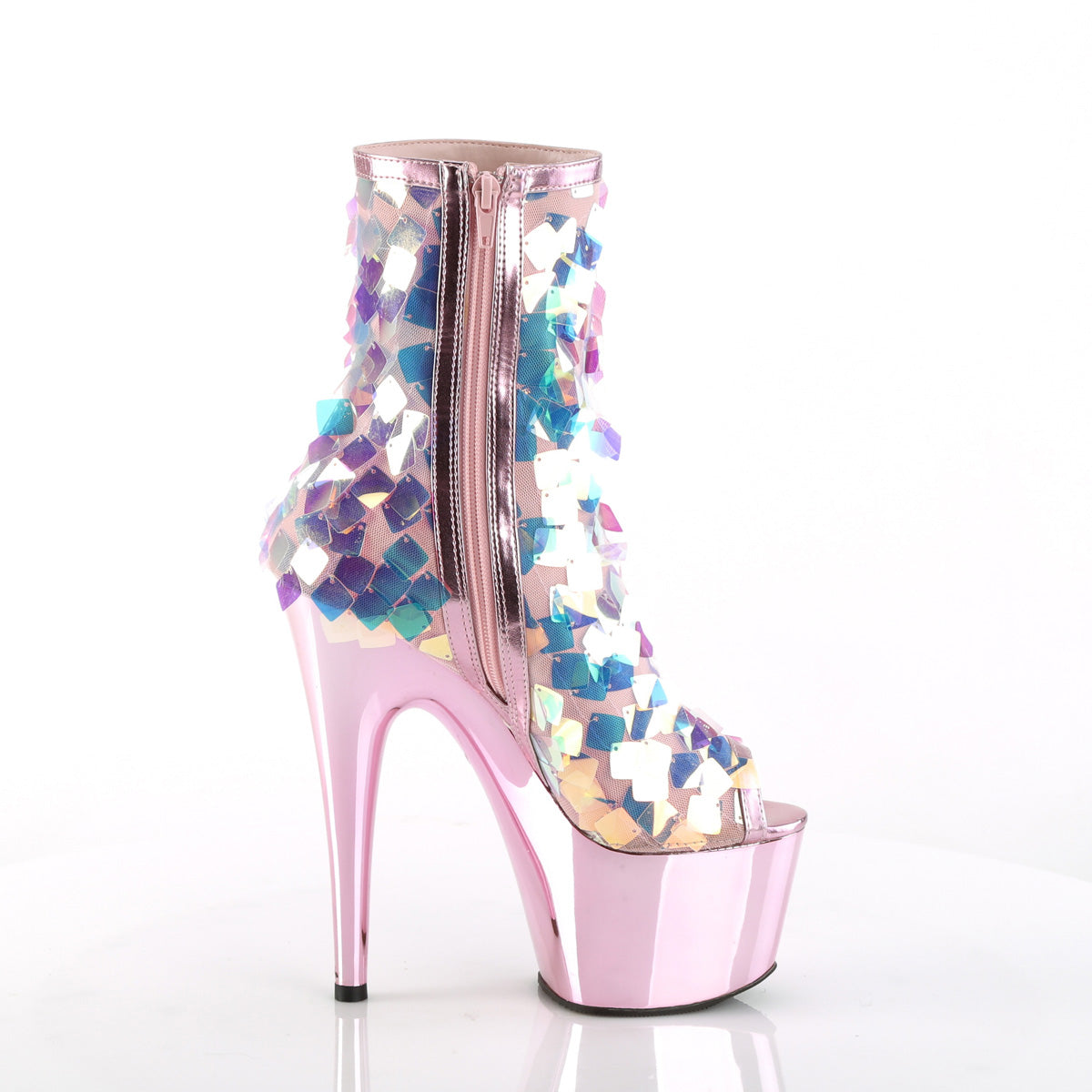 【PLEASER】ADORE-1031SSQ プラットフォームシューズ Iri.Opal Sequin-B.Pink Met Pu/B.Pink Chrome【取寄】