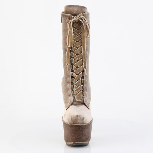 【PLEASER】ADORE-1045VEL プラットフォームシューズ Khaki Velvet/Khaki Velvet【取寄】