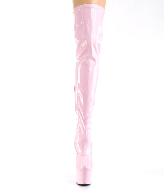 【PLEASER】ADORE-3000HWR プラットフォームシューズ B. Pink Str. Holo/B. Pink Holo【取寄】