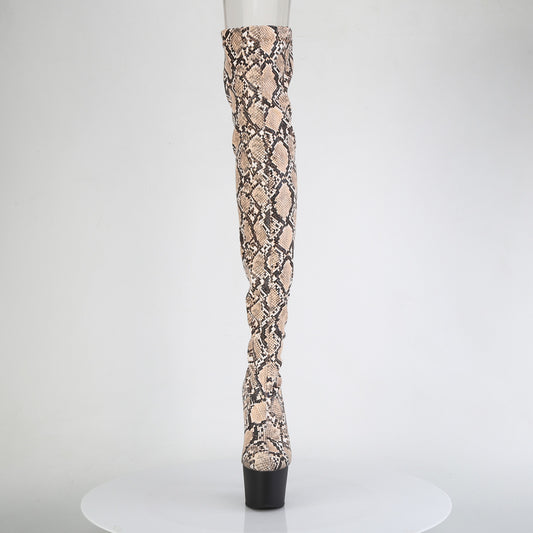 【PLEASER】ADORE-3008SP-BT プラットフォームシューズ Tan-Brown Snake Print/Blk Matte【取寄】