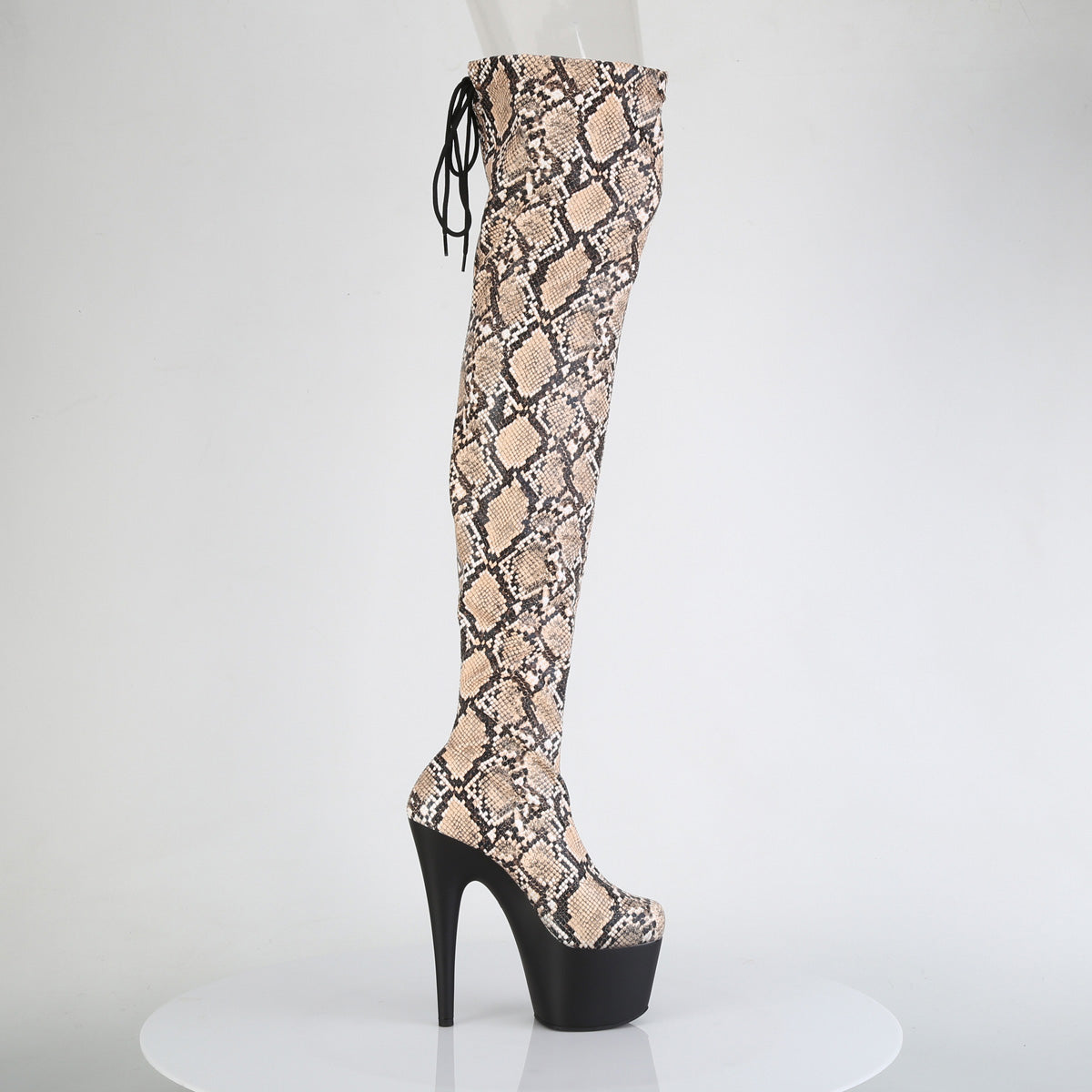【PLEASER】ADORE-3008SP-BT プラットフォームシューズ Tan-Brown Snake Print/Blk Matte【取寄】