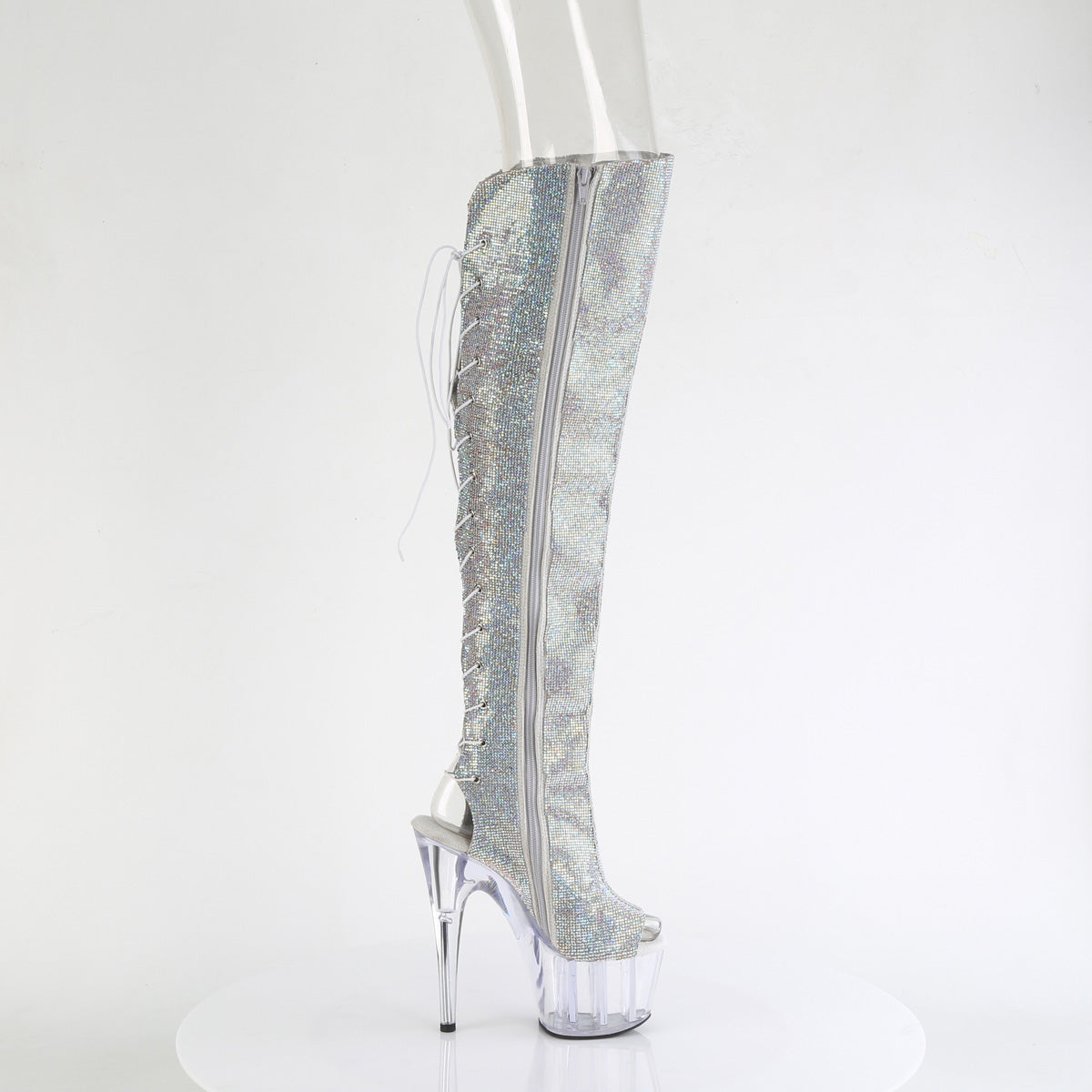 【PLEASER】ADORE-3019C-RS プラットフォームシューズ Slv AB RS-Faux Suede/Clr【取寄】
