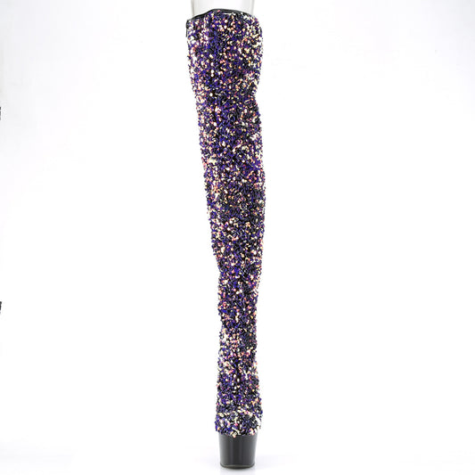 【PLEASER】ADORE-3020 プラットフォームシューズ Purple Multi Sequins/Blk【取寄】