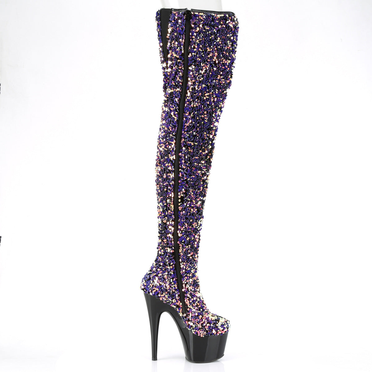 【PLEASER】ADORE-3020 プラットフォームシューズ Purple Multi Sequins/Blk【取寄】