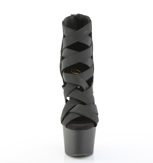 【PLEASER】ADORE-700-24 プラットフォームシューズ Blk Elastic Band-Microfiber/Blk Matte【取寄】