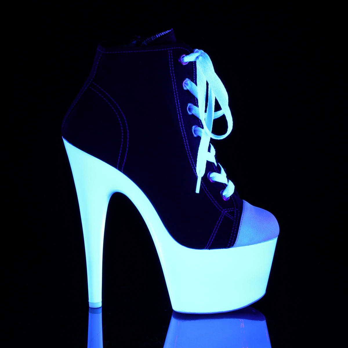【PLEASER】ADORE-700SK-02 プラットフォームシューズ Blk Canvas/Neon White【取寄】