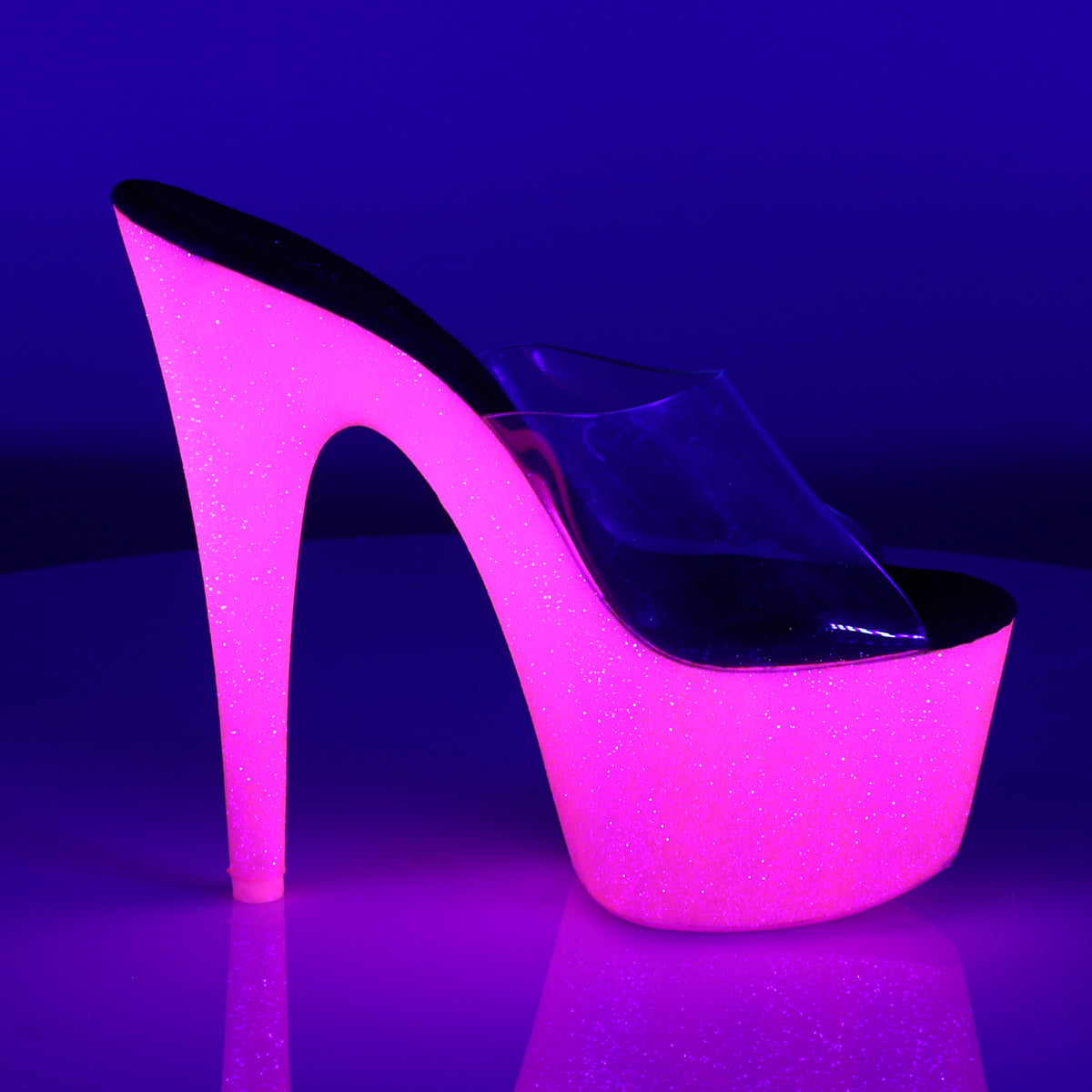 【PLEASER】ADORE-701UVG プラットフォームシューズ Clr/Neon H. Pink Glitter【取寄】