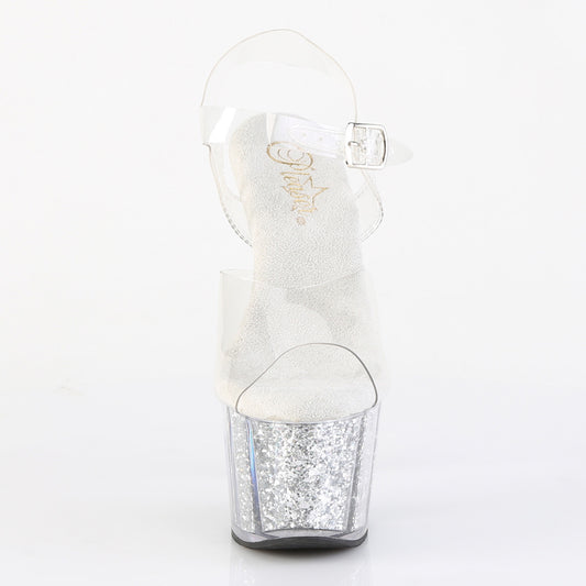 【PLEASER】ADORE-708G シューズ Clr/Silver Multi Glitter Inserts【取寄】