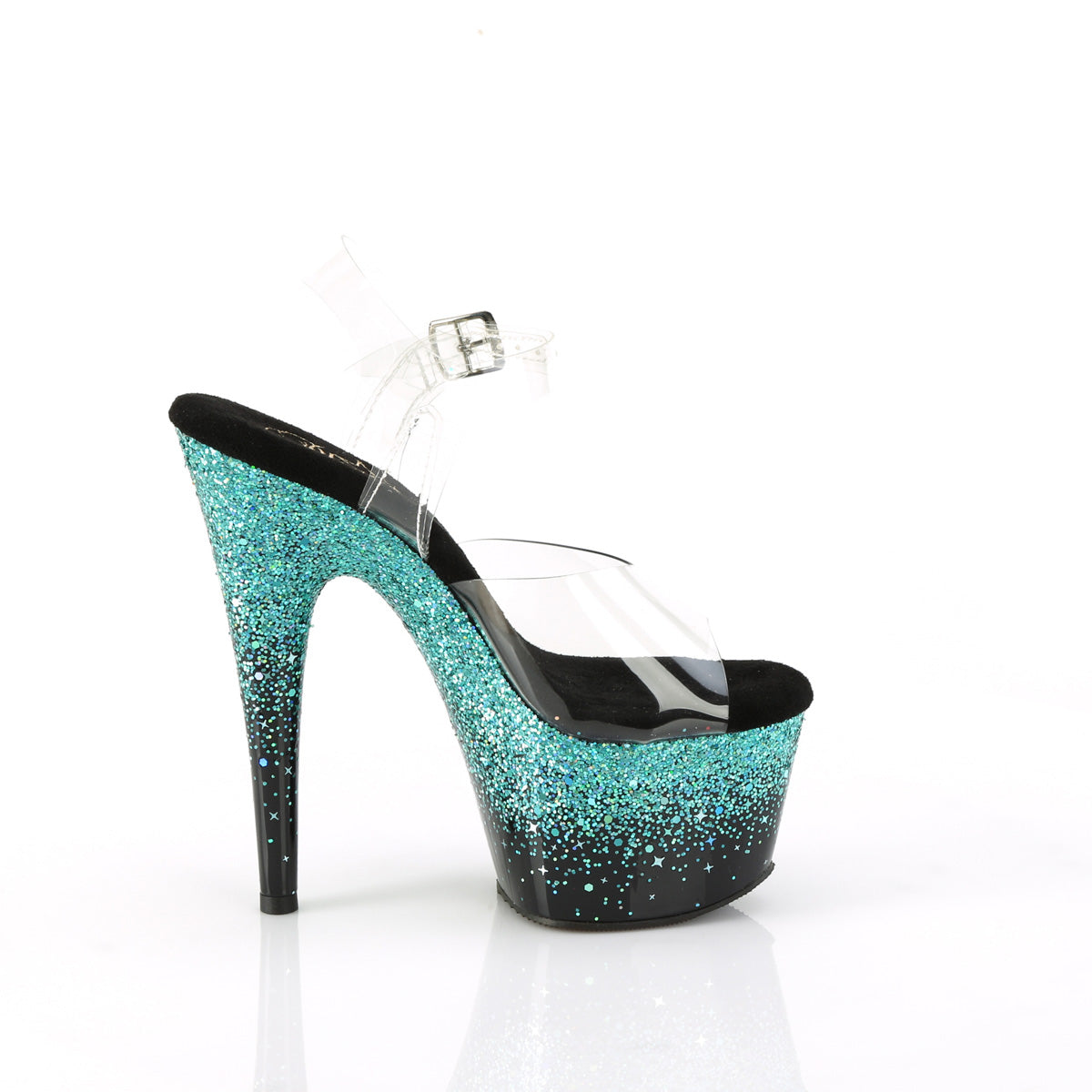 【PLEASER】ADORE-708SS プラットフォームシューズ Clr/Blk-Turquoise Multi Glitter【取寄】