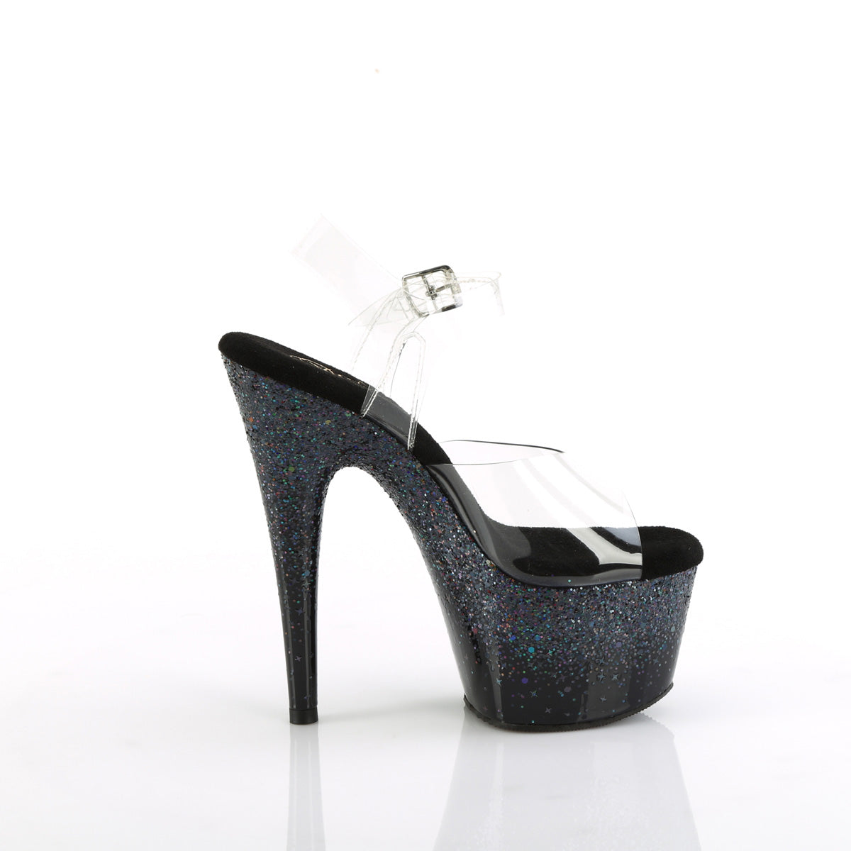 【PLEASER】ADORE-708SS プラットフォームシューズ Clr/Blk Multi Glitter【取寄】
