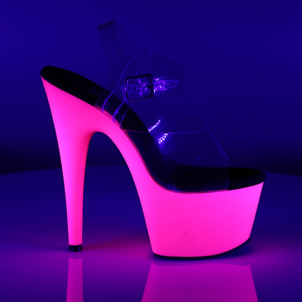 【PLEASER】ADORE-708UV プラットフォームシューズ Clr/Neon Pink【取寄】