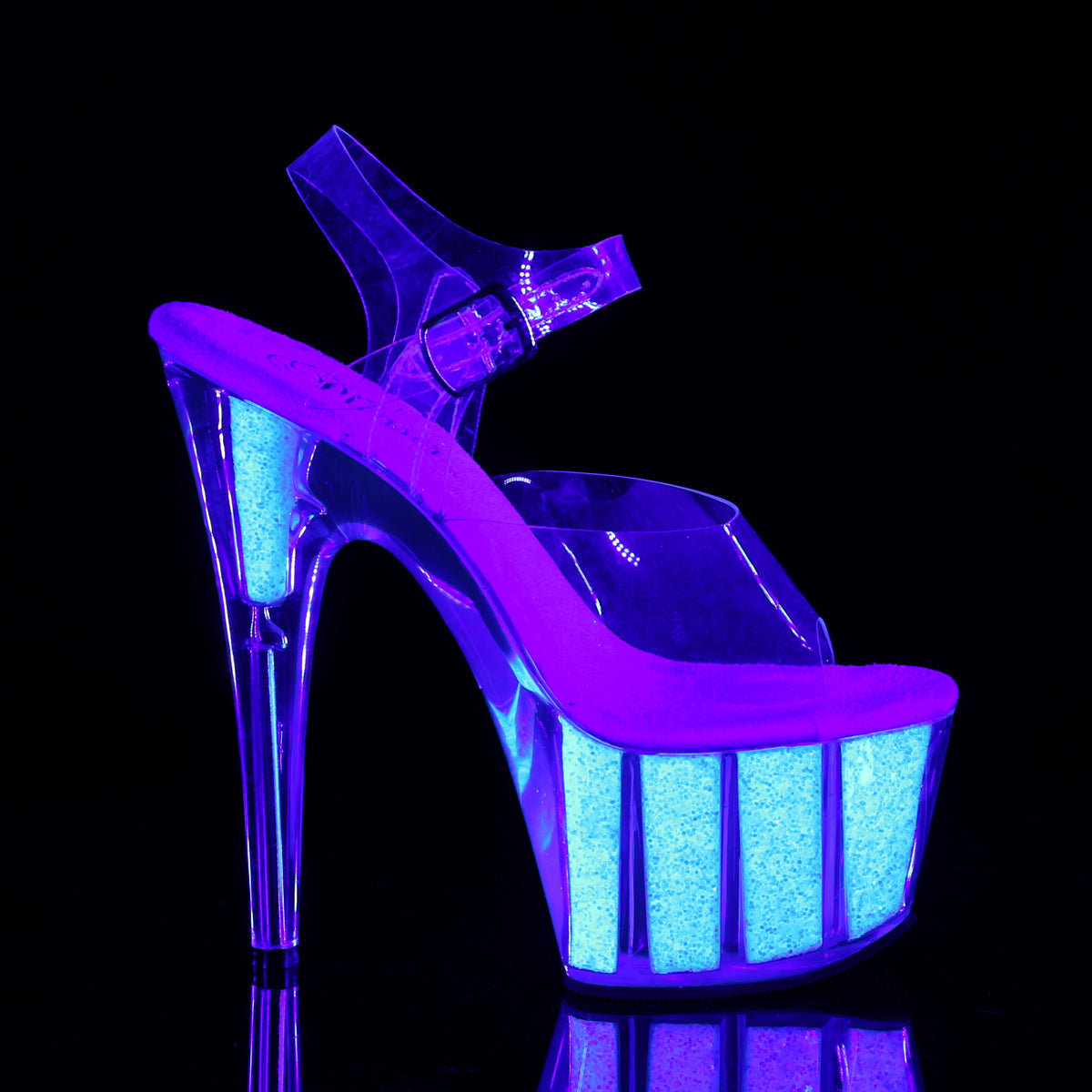 【PLEASER】ADORE-708UVG プラットフォームシューズ Clr/Neon Opal Glitter【取寄】