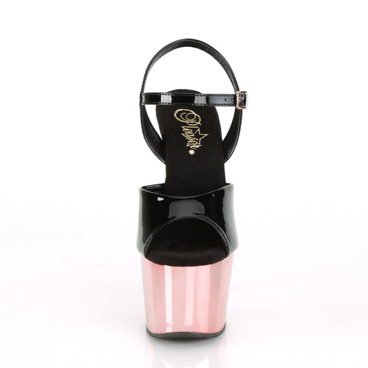 【PLEASER】ADORE-709 プラットフォームシューズ Blk Pat/Rose Gold Chrome【取寄】