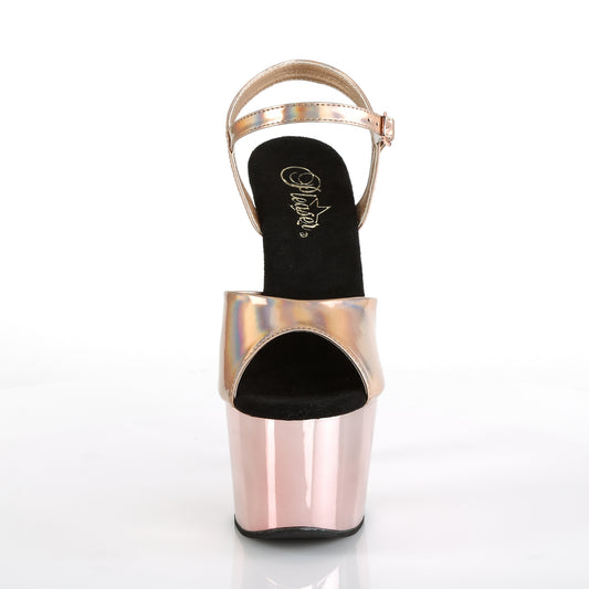 【PLEASER】ADORE-709HGCH プラットフォームシューズ Rose Gold Hologram/Rose Gold Chrome【取寄】
