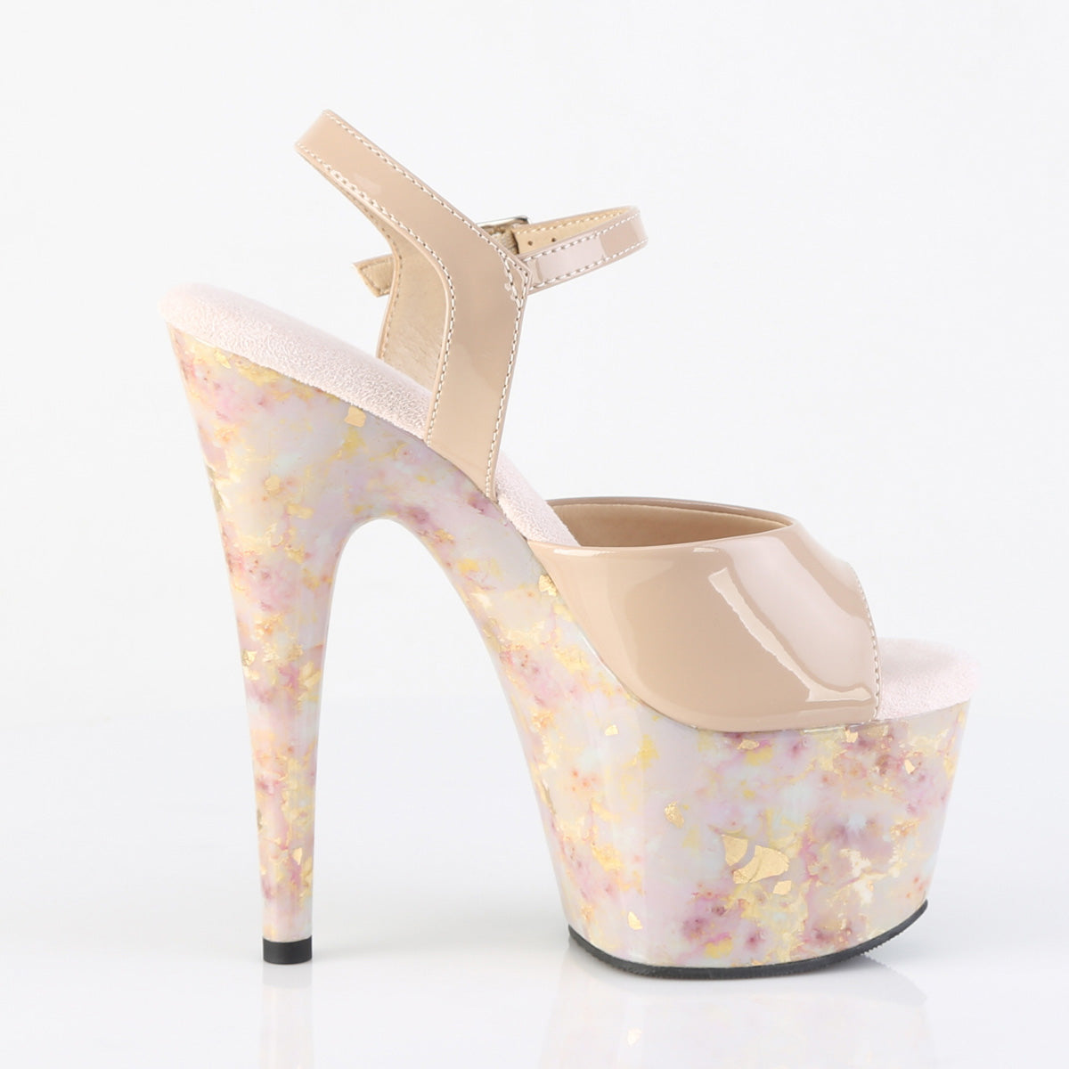 【PLEASER】ADORE-709MB プラットフォームシューズ Nude Pat/Blush-Gold Marble【取寄】