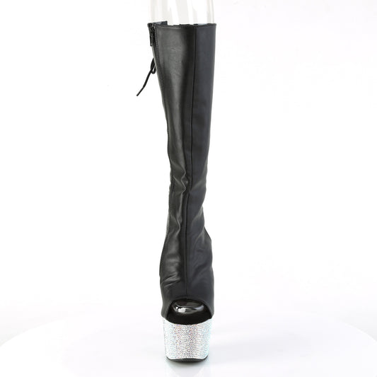 【PLEASER】BEJEWELED-2018-7 シューズ Blk Faux Leather/Slv AB RS【取寄】