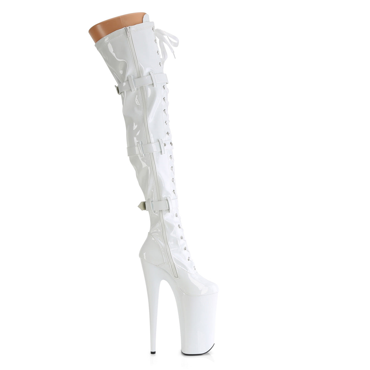 【PLEASER】BEYOND-3028 プラットフォームシューズ Wht Str Pat/Wht【取寄】