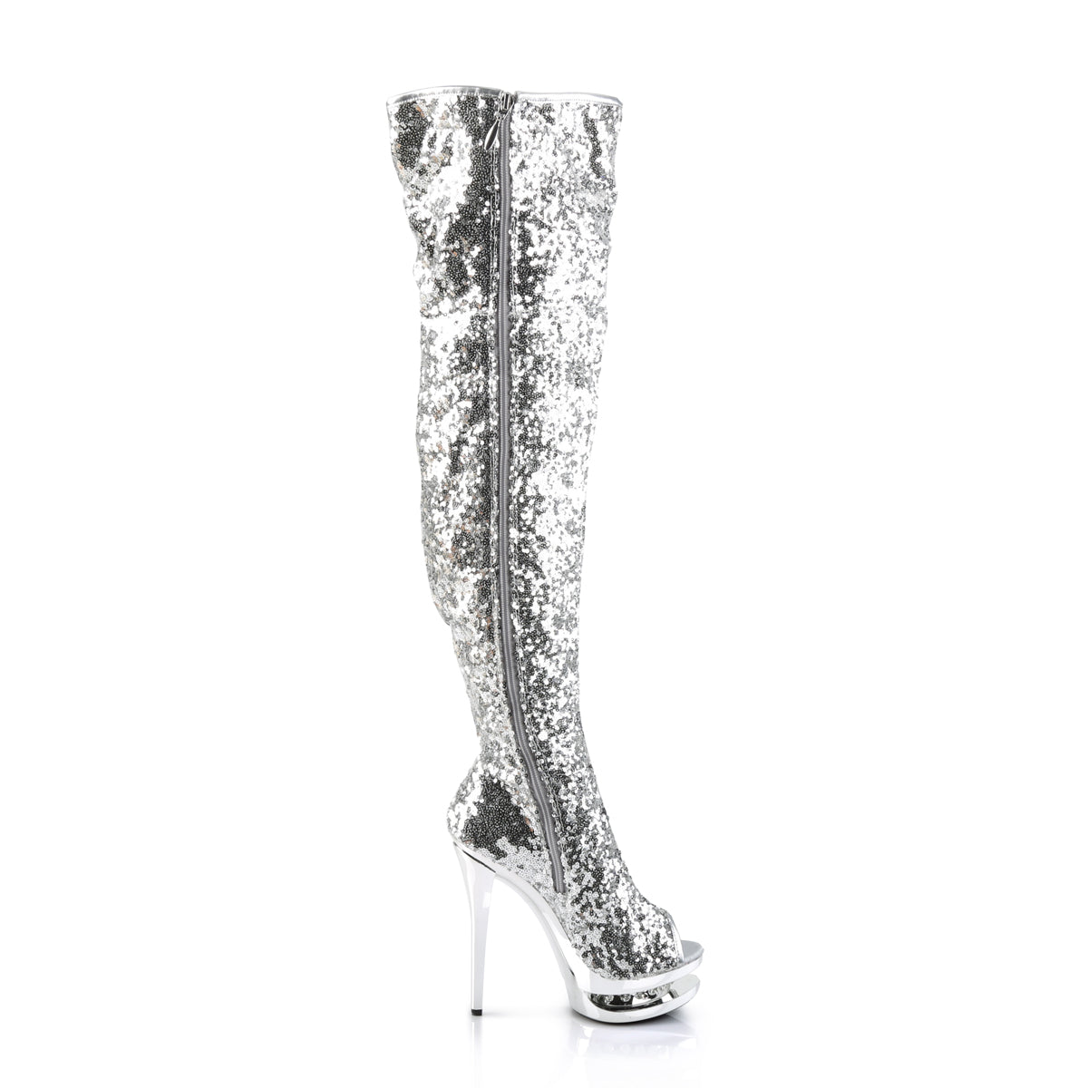 【PLEASER】BLONDIE-R-3011 プラットフォームシューズ Slv Sequins/Slv Chrome【取寄】