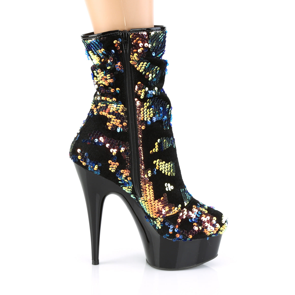 【PLEASER】DELIGHT-1004 プラットフォームシューズ Blue Iridescent Sequins/Blk【取寄】