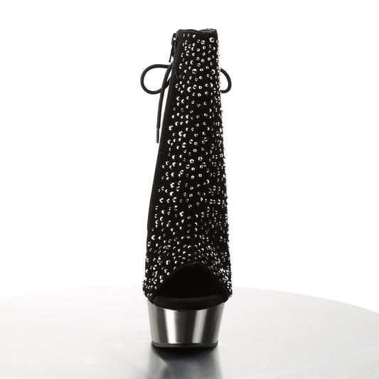 【PLEASER】DELIGHT-1018RS シューズ Blk Velvet-Pewter RS/ Pewter Chrome【取寄】