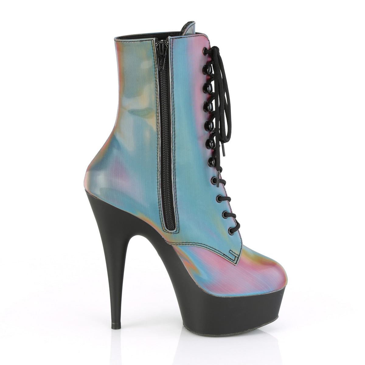 【PLEASER】DELIGHT-1020REFL プラットフォームシューズ Rainbow Reflective/Blk Matte【取寄】