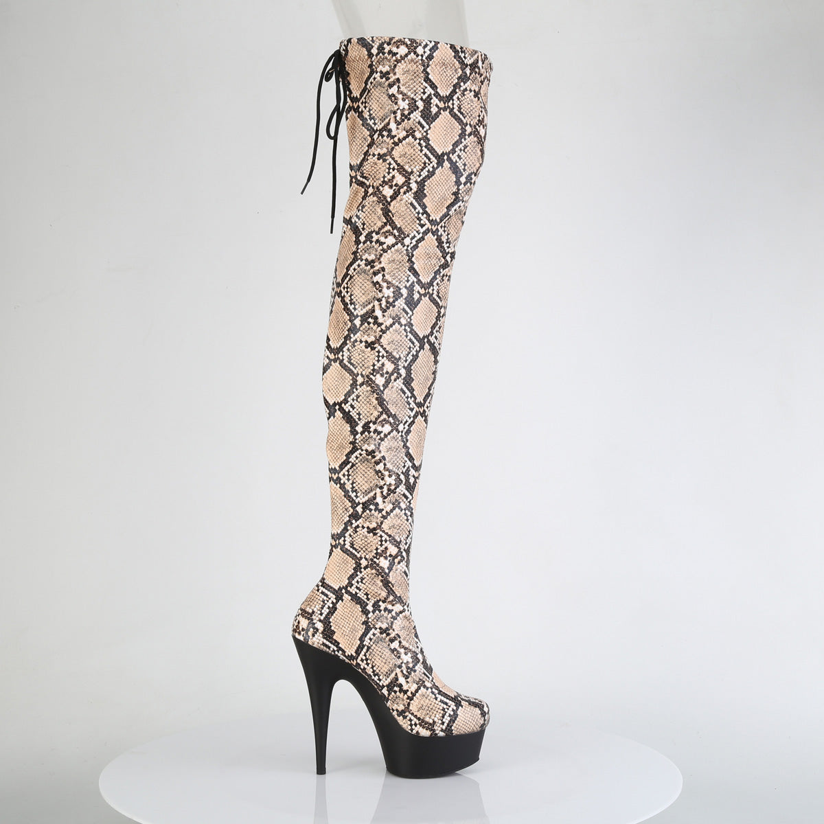 【PLEASER】DELIGHT-3008SP-BT プラットフォームシューズ Tan-Brown Snake Print/Blk Matte【取寄】