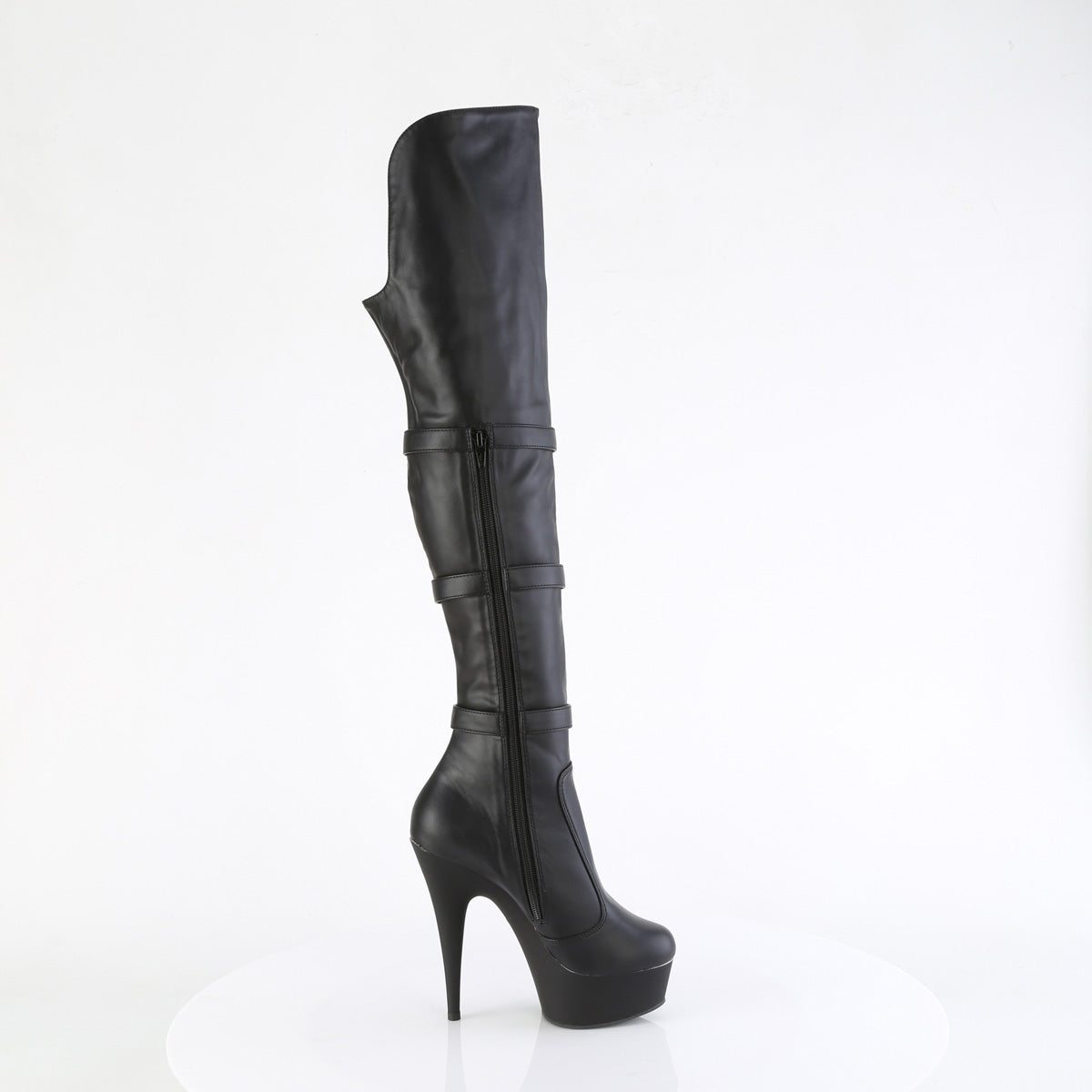 【PLEASER】DELIGHT-3018 プラットフォームシューズ Blk Str. Faux Leather/Blk Matte【取寄】
