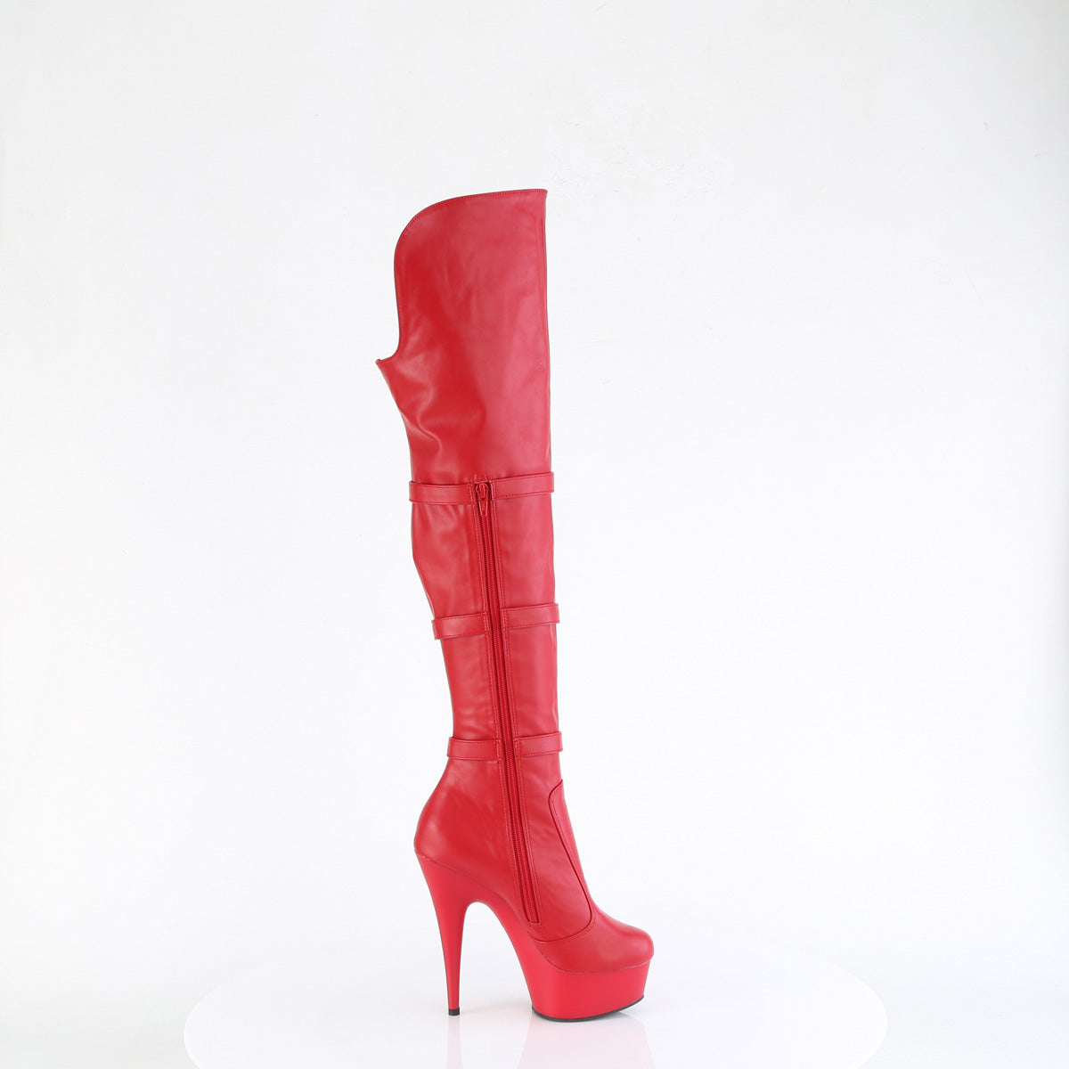【PLEASER】DELIGHT-3018 プラットフォームシューズ Red Str. Faux Leather/Red Matte【取寄】