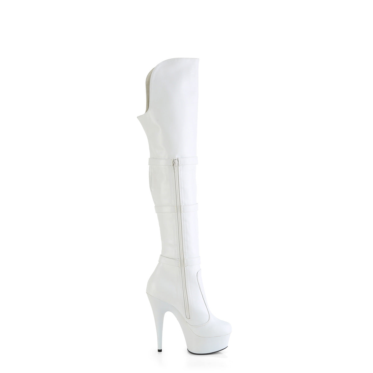 【PLEASER】DELIGHT-3018 プラットフォームシューズ Wht Str. Faux Leather/Wht Matte【取寄】