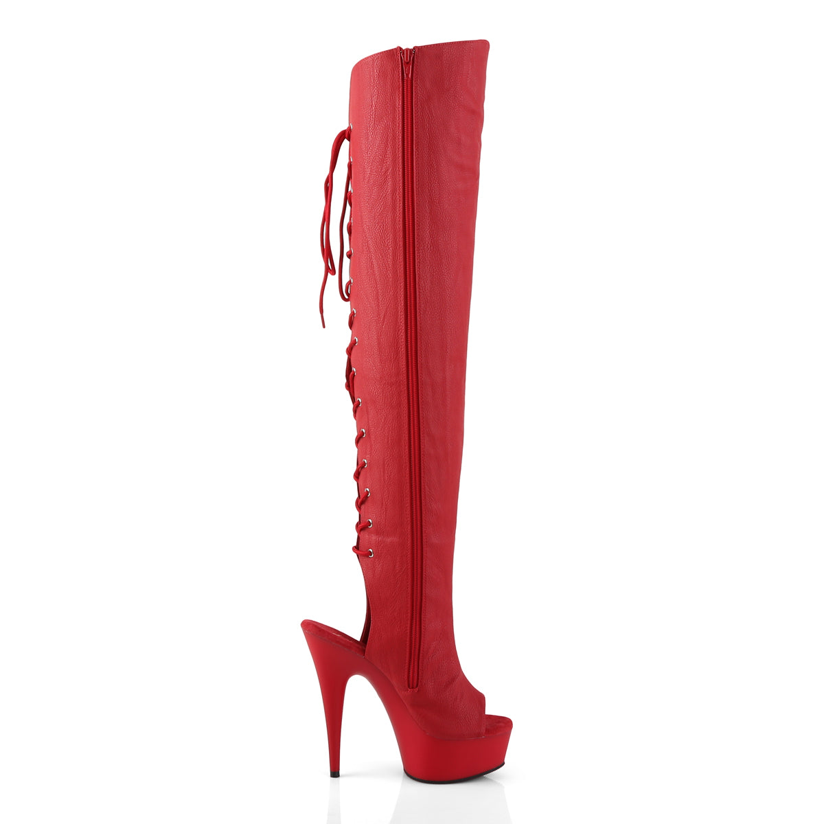 【PLEASER】DELIGHT-3019 プラットフォームシューズ Red Faux Leather/Red Matte【取寄】