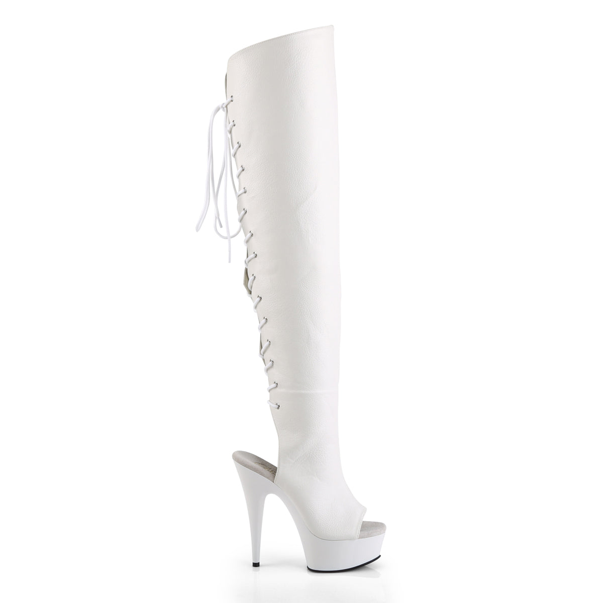 【PLEASER】DELIGHT-3019 プラットフォームシューズ Wht Faux Leather/Wht【取寄】
