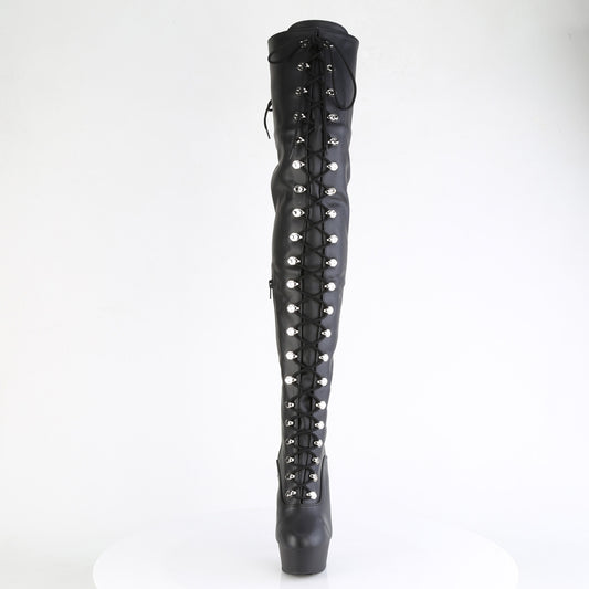 【PLEASER】DELIGHT-3022 プラットフォームシューズ Blk Faux Leather/Blk Matte【取寄】
