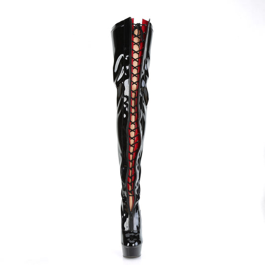 【PLEASER】DELIGHT-3027 プラットフォームシューズ Blk-Red Str. Pat/Blk【取寄】