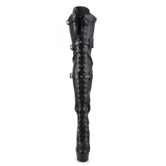 【PLEASER】DELIGHT-3028 シューズ Blk Str Faux Leather/Blk Matte【取寄】