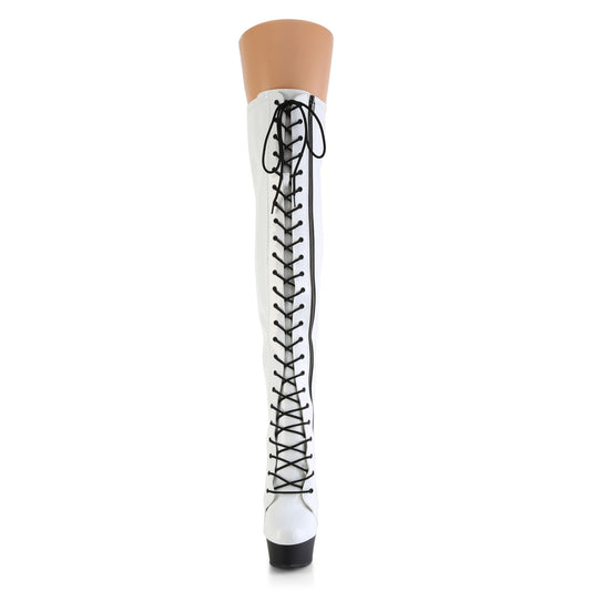 【PLEASER】DELIGHT-3029 プラットフォームシューズ Wht Str Hologram Pat/Blk Matte【取寄】