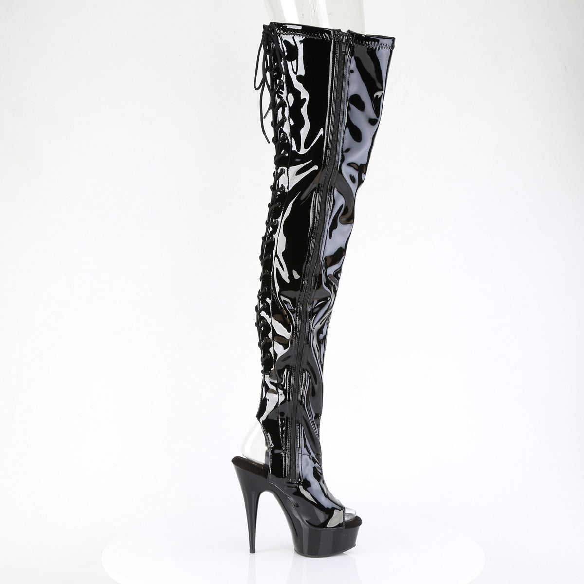 【PLEASER】DELIGHT-4017 シューズ Blk Str Pat/Blk【取寄】