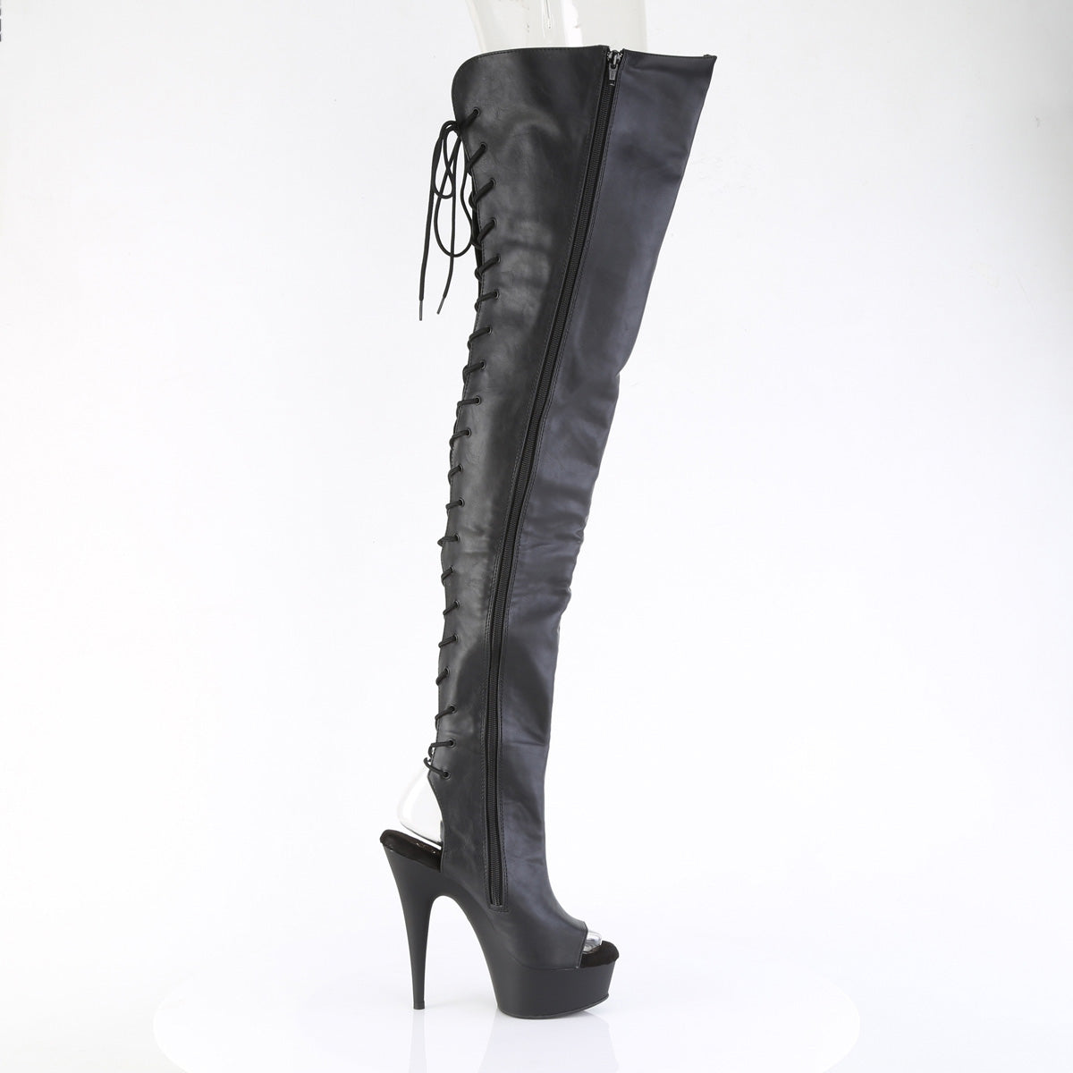 【PLEASER】DELIGHT-4019 プラットフォームシューズ Blk Faux Le/Blk Matte【取寄】