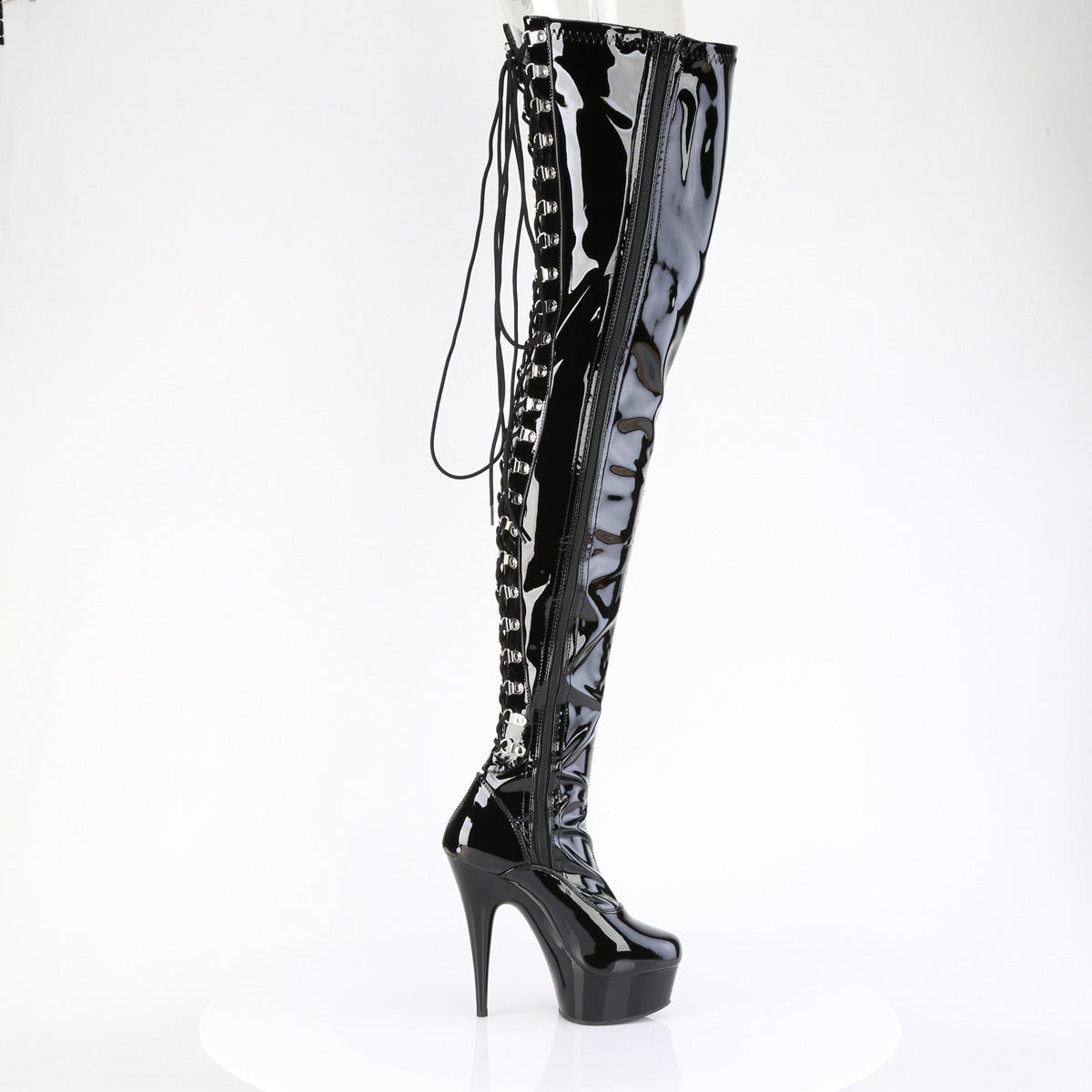 【PLEASER】DELIGHT-4063 プラットフォームシューズ Blk Str Pat/Blk【取寄】