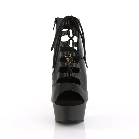 【PLEASER】DELIGHT-600-20 プラットフォームシューズ Blk Faux Leather/Blk Matte【取寄】