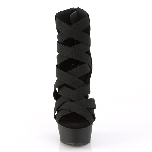 【PLEASER】DELIGHT-600-24 プラットフォームシューズ Blk Elastic Band-Faux Suede/Blk Matte【取寄】