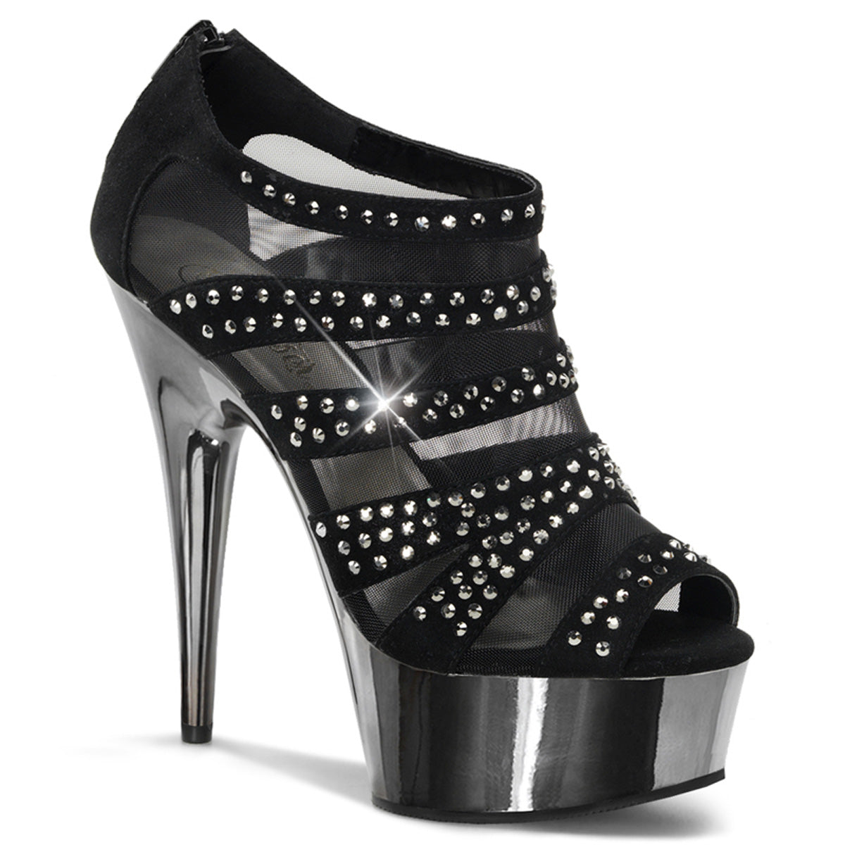【PLEASER】DELIGHT-600-8 プラットフォームシューズ Blk Vegan Suede/Pewter Chrome【取寄】